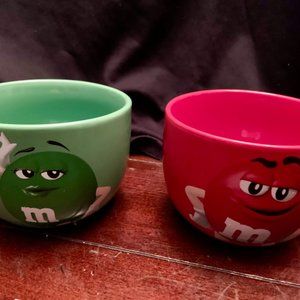 M&M SET OF 2 Ceramic Candy Bowls 2021 LIMITED EDITION NEW NO BOX OR TAGS